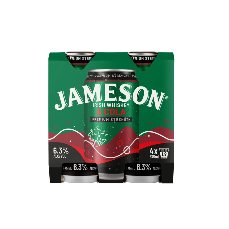 Jameson & Natural Raw Cola 6.3% 4x375ml cans