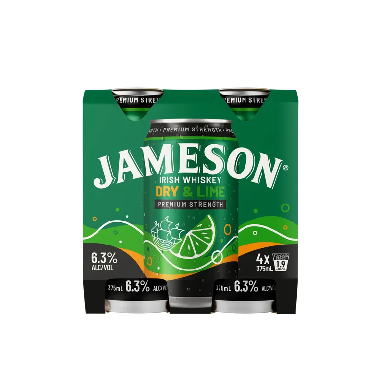 Jameson Smooth Dry & Lime 6.3% 4x375ml cans