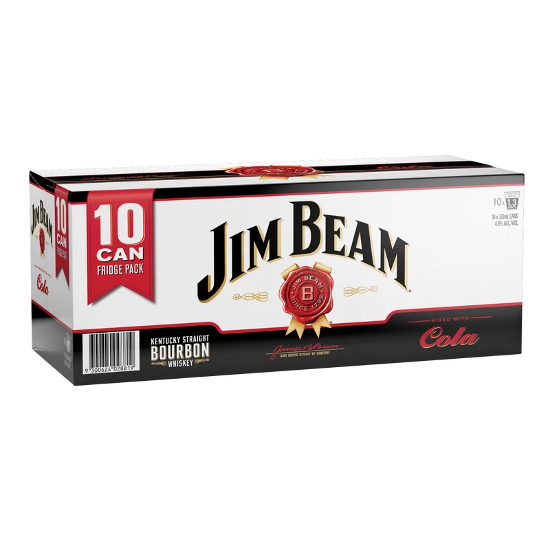 Jim Beam & Cola 4.8% 10 Pack Cans 330ml