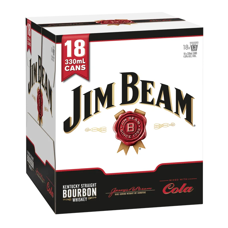 Jim Beam & Cola 4.8% 18 Pack Cans 330ml