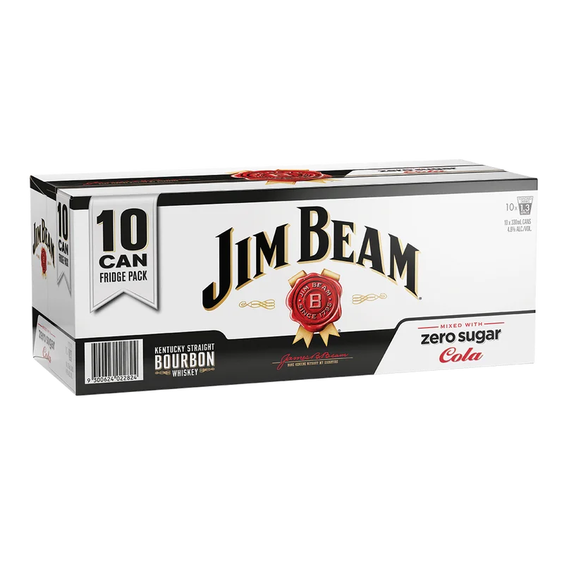 Jim Beam & Cola Zero 4.8% 10 Pack Cans 330ml
