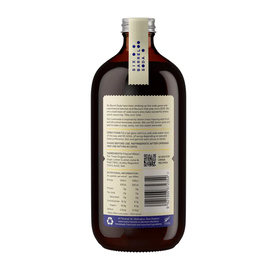 Six Barrel Lemonade Soda Syrup 500ml