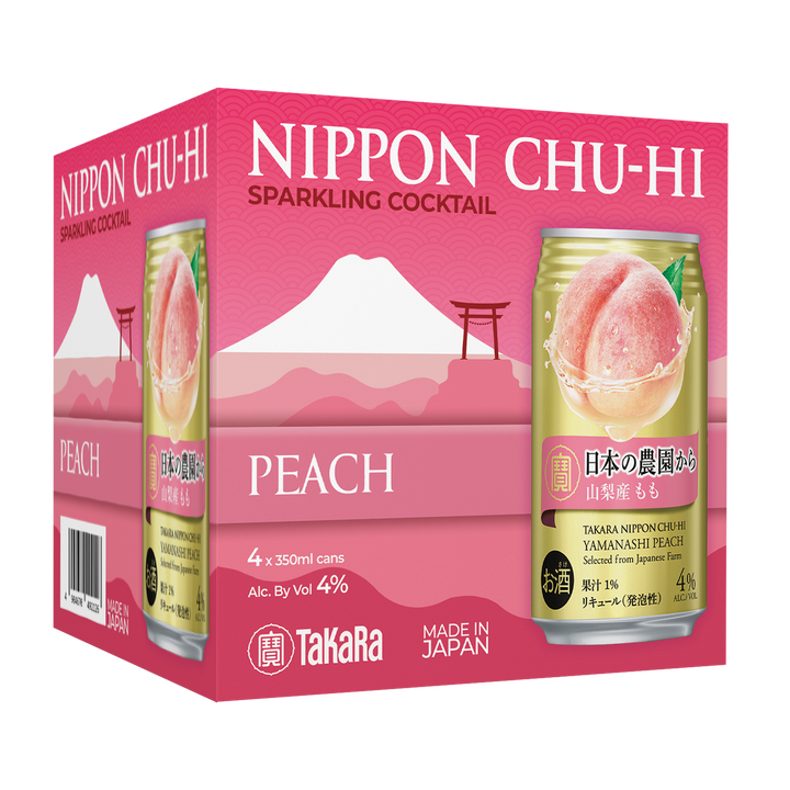 Takara Nippon Chu-Hi Peach Sparkling Cocktail 4% 4x350ml cans