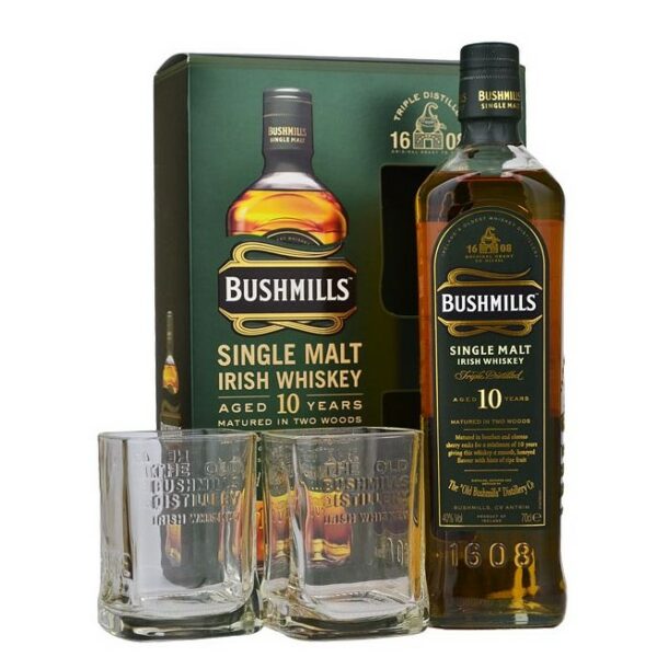 Bushmill 10YO 700ml + Glasses